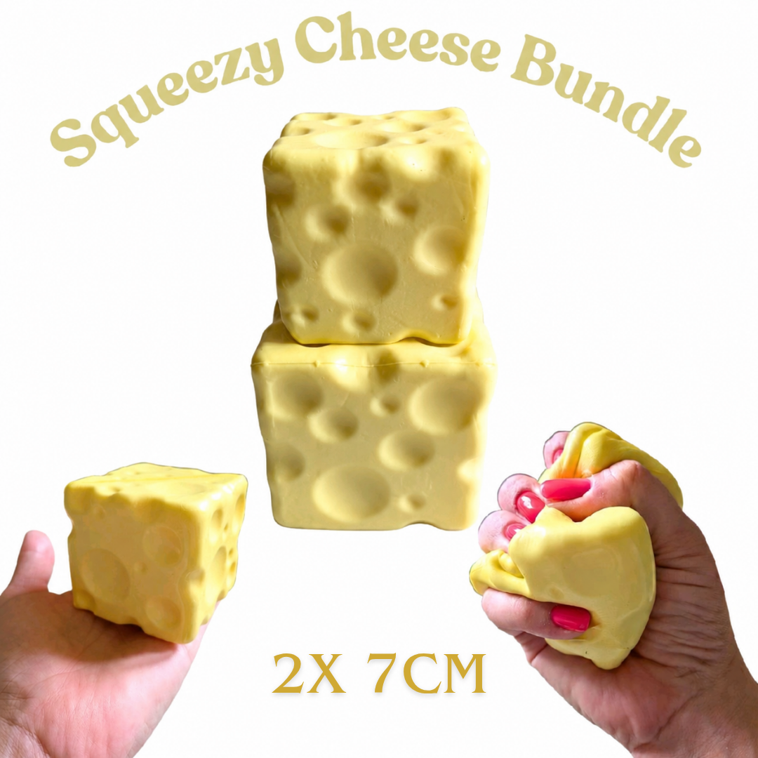 Satisfying Slow Rise Cheese Squishy Bundle  Super Soft Stress Toy (5cm + 7cm)