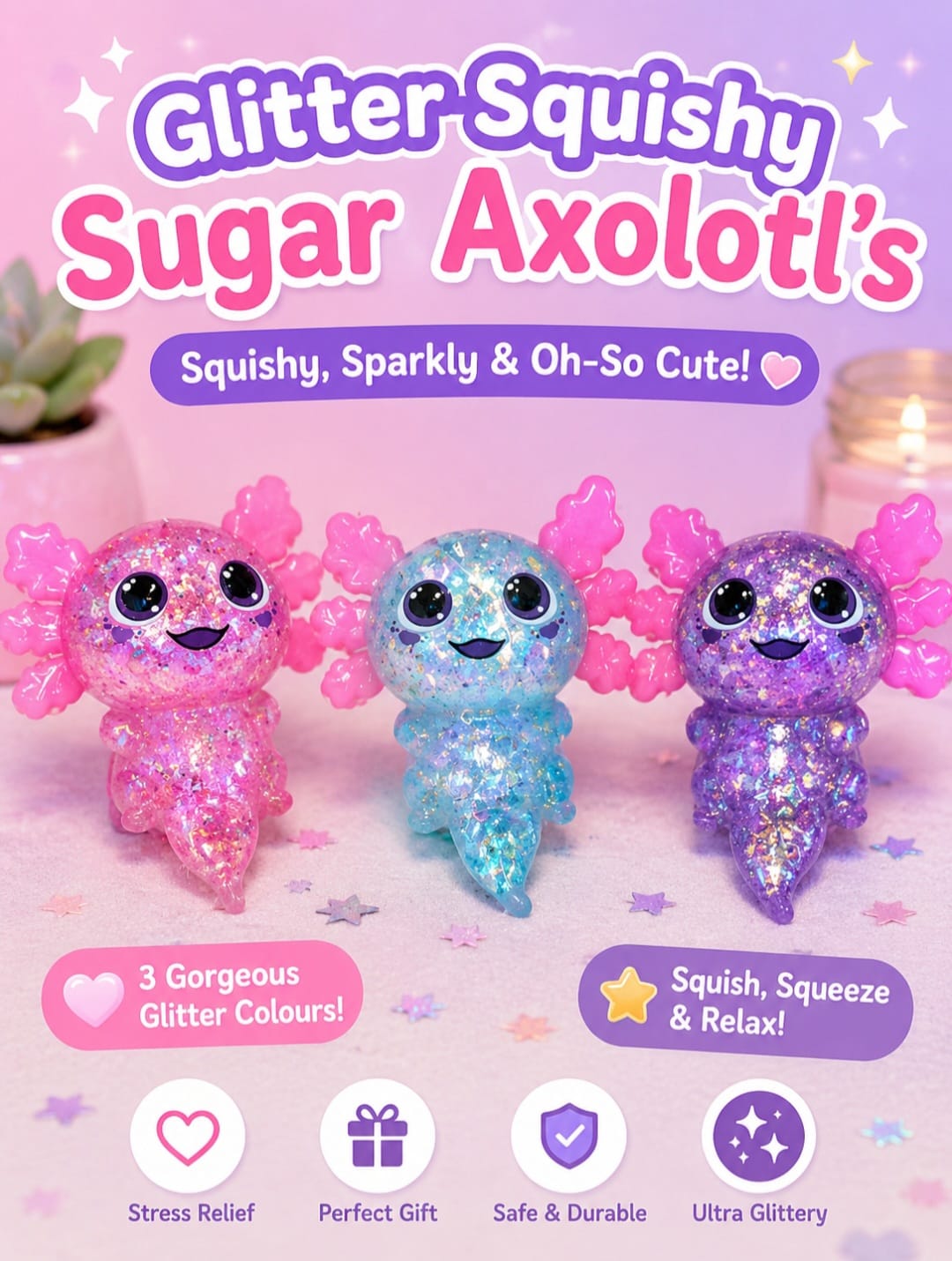 Glitter Squishy Sugar Axolotl's