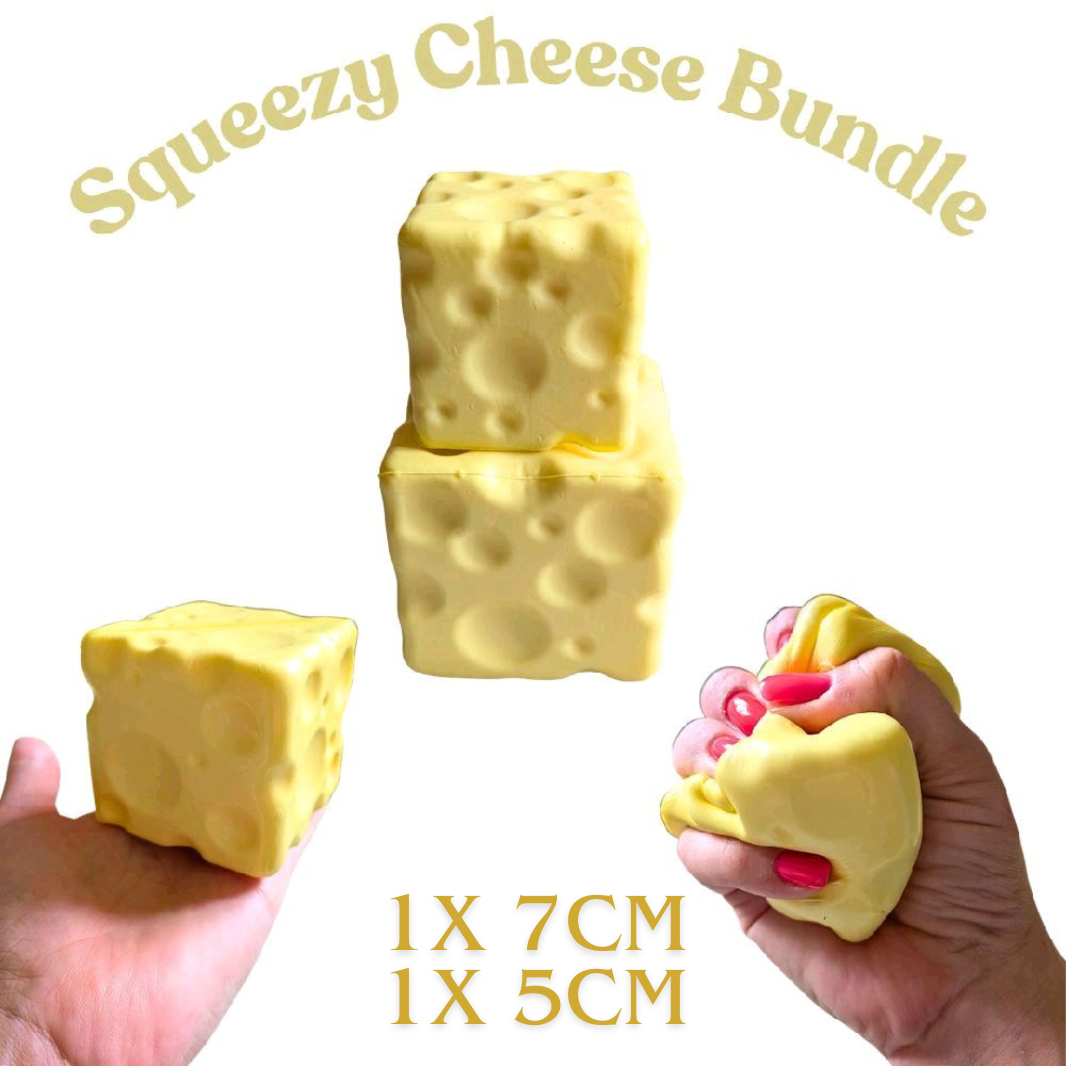 Satisfying Slow Rise Cheese Squishy Bundle  Super Soft Stress Toy (5cm + 7cm)